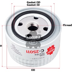 Изображение товара Фильтр масляный SAKURA C25011 для автомобилей FIAT, FORD, LADA