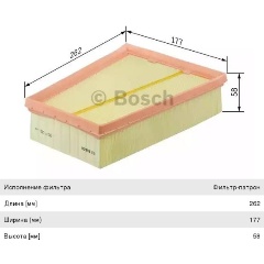 Изображение товара Фильтр воздушный BOSCH для MERCEDES A (W176), B (W246), CLA (C117) (12-), F026400380