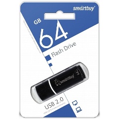 Изображение товара USB флешка 64Gb SmartBuy Crown Black USB 2.0 компактное решение для хранения данных