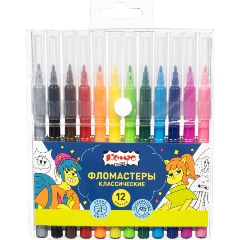 Изображение товара Фломастеры Комус Класс Максики 12 цветов классические водная основа
