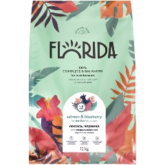 Изображение товара Корм сухой FLORIDA для взрослых стерилизованных кошек с лососем и черникой, 12кг