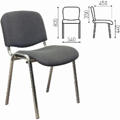 Изображение товара Стул для персонала и посетителей FOCUSNIC "ИЗО", хромированный каркас, ткань серая С-73, В-40