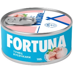 Изображение товара Тунец Fortuna кусочками в с/соку 185 г