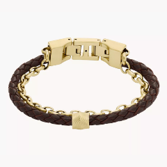 Изображение товара Браслет FOSSIL JF04555710 для мужчин с кожаной вставкой 22 см