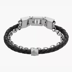 Изображение товара Мужской браслет FOSSIL JF04556040 из кожи и стали длиной 22 см