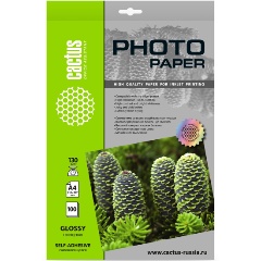 Изображение товара Фотобумага Cactus CS-GSA4130100 A4/130г/м2/100л. глянцевое самоклей. для струйной печати