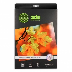Изображение товара Фотобумага Cactus CS-HGA426050 Professional суперглянцевая А4 260 г/м2 50 листов
