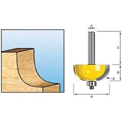 Изображение товара Фреза кромочная Makita хв-8мм, ф28.6х32\12.7мм, R-9.52мм,подшипник ф12.7мм