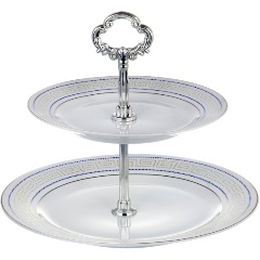 Изображение товара Фруктовница 2-х ярусная Guterwahl ВЕНЕРА Алько, блюдо 180мм+230мм, декор серебро, подарочная упаковка (114-19025)