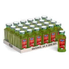 Изображение товара Фруктовый сок Yoga яблочный 0,2 л стекло (24 штуки в упаковке)