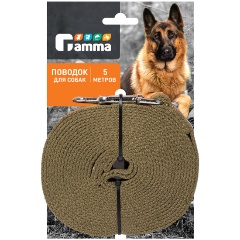 Изображение товара Поводок GAMMA брезентовый 5 м 2 см хаки для собак прочный и надежный