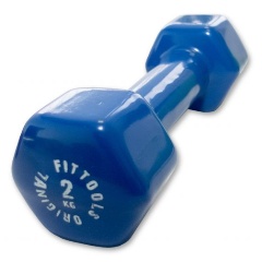Изображение товара Гантель в виниловой оболочке FitTools, синий, 2 кг