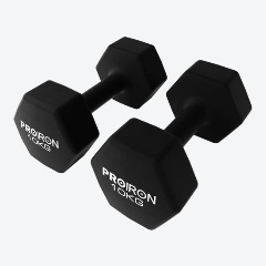 Изображение товара Набор неопреновых гексагональных гантелей PROIRON 2 шт по 10 кг черный