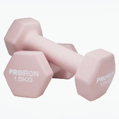 Изображение товара Гантели неопреновые гексагональные PROIRON 2шт по 1,5кг, розовый