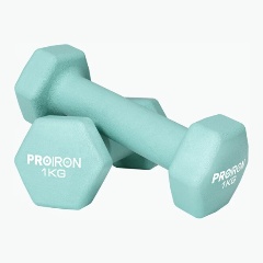 Изображение товара Гантели неопреновые гексагональные PROIRON 2шт по 1кг, светло-голубой