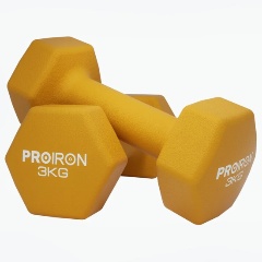 Изображение товара Гантели неопреновые гексагональные PROIRON 2шт по 3кг, желтый