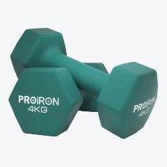 Изображение товара Гантели неопреновые гексагональные PROIRON 2шт по 4кг зеленый
