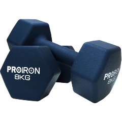 Изображение товара Гантели неопреновые гексагональные PROIRON 2шт по 8кг, темно-синий