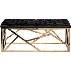 Изображение товара GARDA DECOR 76AR-7160BAN-CHERN Банкетка велюр черный/золото 110*42*46см