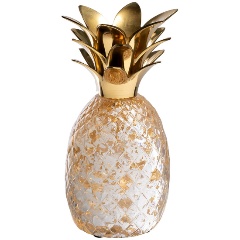 Изображение товара Статуэтка GARDA DECOR "Ананас" прозрачная с золотым декором d10*20см