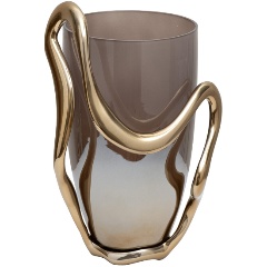 Изображение товара Декоративная стеклянная ваза Flow 18x17,5x31 см золотистая коричневая GARDA DECOR