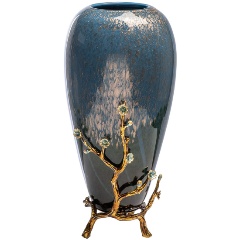 Изображение товара Ваза GARDA DECOR синяя с золотыми веточками d17*40см