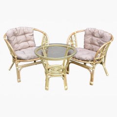 Изображение товара Набор мебели GARDEN STORY Багамы Мини (2кресла+стол (2 уп.), каркас медовый, подушки бежевые)