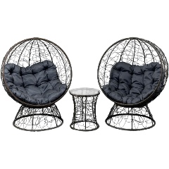 Изображение товара Набор мебели GARDEN STORY Николетта на подставке 3 уп.(стол+столеш1уп, 2шт: кресло,подстав, подуш синяя 2уп) (М)