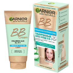 Изображение товара Крем ВВ Garnier Гиалуроновый Алоэ-уход 5-в-1, для смеш и жирной кожи, светло-бежевый, 40 мл