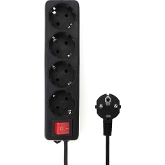 Изображение товара Удлинитель Гарнизон 4 розетки 10А 5м с выключателем и заземлением, черный