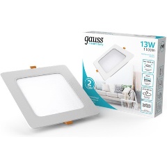 Изображение товара Светильник downlight Gauss Elementary квадрат 13W 1100lm 4000K 170-260V IP20 145*26 белый LED 1/60