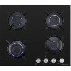 Изображение товара Газовая варочная панель HOMSair HGG641EBK 4 конфорки стекло электроподжиг