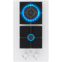 Изображение товара Газовая варочная панель Lex GVG 324 WH двухкамерная белая на стекле
