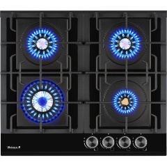 Изображение товара Газовая варочная панель Weissgauff HGG 6445 BL Volcano Burner на стекле 4 конфорки