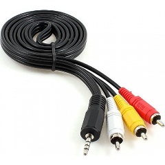 Изображение товара Кабель аудио/видео Cablexpert, джек3.5 4pin папа->3х RCA папа, 2м, черный (CCA-4P2R-2M)