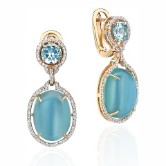 Изображение товара Серьги Gevorkyan 01С5312289-2 из желтого золота с сапфирами, агатами и топазами