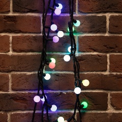Изображение товара Светодиодная гирлянда NEON-NIGHT Мультишарики 10 м, диаметр 17.5 мм, 80 светодиодов, эффект смены цветов RGB, черный каучуковый провод