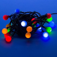 Изображение товара Светодиодная гирлянда Uniel «Разноцветные шарики» с контроллером 20 светодиодов, длина 2,8 м, цвет свечения - разноцветный, IP20, провод зеленый, 11093