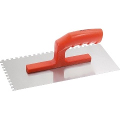 Изображение товара Гладилка стальная MATRIX 86775, 280 х 130 мм, зеркальная полировка, пластмассовая ручка, зуб 6 х 6 мм