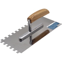 Изображение товара Гладилка зубчатая нержавеющая сталь, рукоятка из бука, 270х125мм, зуб 10х10мм, (шт.) РемоКолор professional