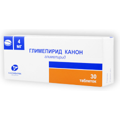 Изображение товара Лекарственное средство ГЛИМЕПИРИД КАНОН 0,004 N30 ТАБЛ
