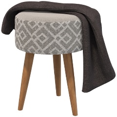 Изображение товара Банкетка ГРАНД КВОЛИТИ 6-5132ТК серая Юна, цвет ткань серая с рисунком, ШхГхВ 33х33х45 см.(круглая банкетка на трёх ножках)