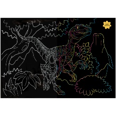 Изображение товара Гравюра с голографическим эффектом ТРИ СОВЫ Динозавр А4 для творчества детей