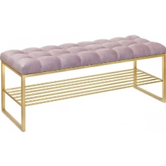 Изображение товара Банкетка GREENWEEN RUBY, золотая, Dusty Pink, каретная стяжка