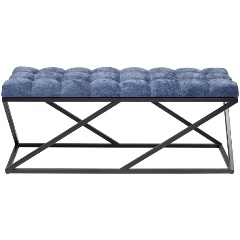 Изображение товара Банкетка GREENWEEN ZUMA, черная, Steel Blue, каретная стяжка, 1100х400х450