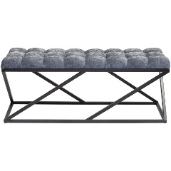 Изображение товара Банкетка GREENWEEN ZUMA, черная, Steel Grey, каретная стяжка, 1100х400х450