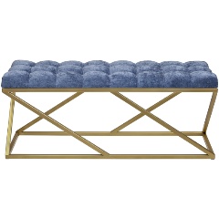 Изображение товара Банкетка GREENWEEN ZUMA, золотая, Steel Blue, каретная стяжка, 1100х400х450
