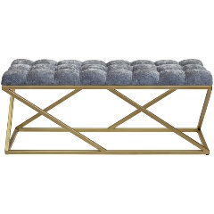 Изображение товара Банкетка GREENWEEN ZUMA, золотая, Steel Grey, каретная стяжка, 1100х400х450