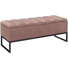 Изображение товара Банкетка GREENWEEN CUBE с ящиком для хранения черная искусственный велюр сталь