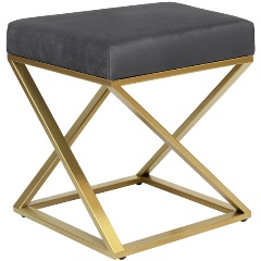 Изображение товара Пуф GREENWEEN Chelsea золотой серый велюр 400x400x450 мм стильный интерьерный пуфик